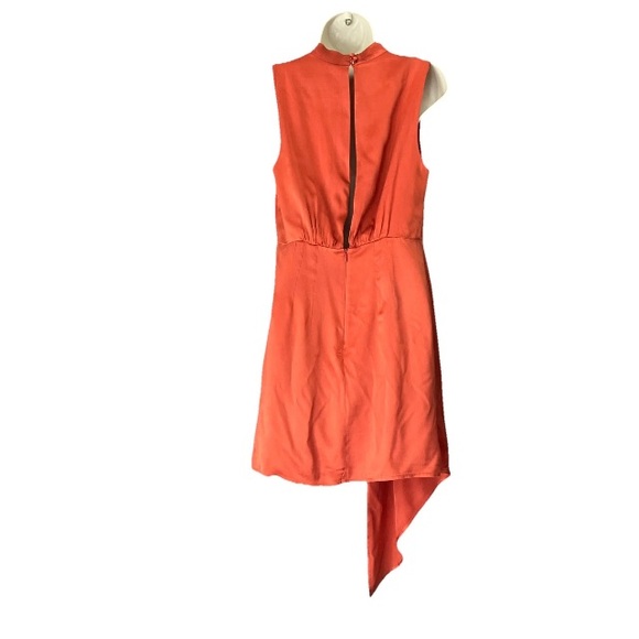 Anthropologie Women’s 6 Mock-Neck Draped Silk Sleeveless Dress In Baked Paprika. - Picture 9 of 12